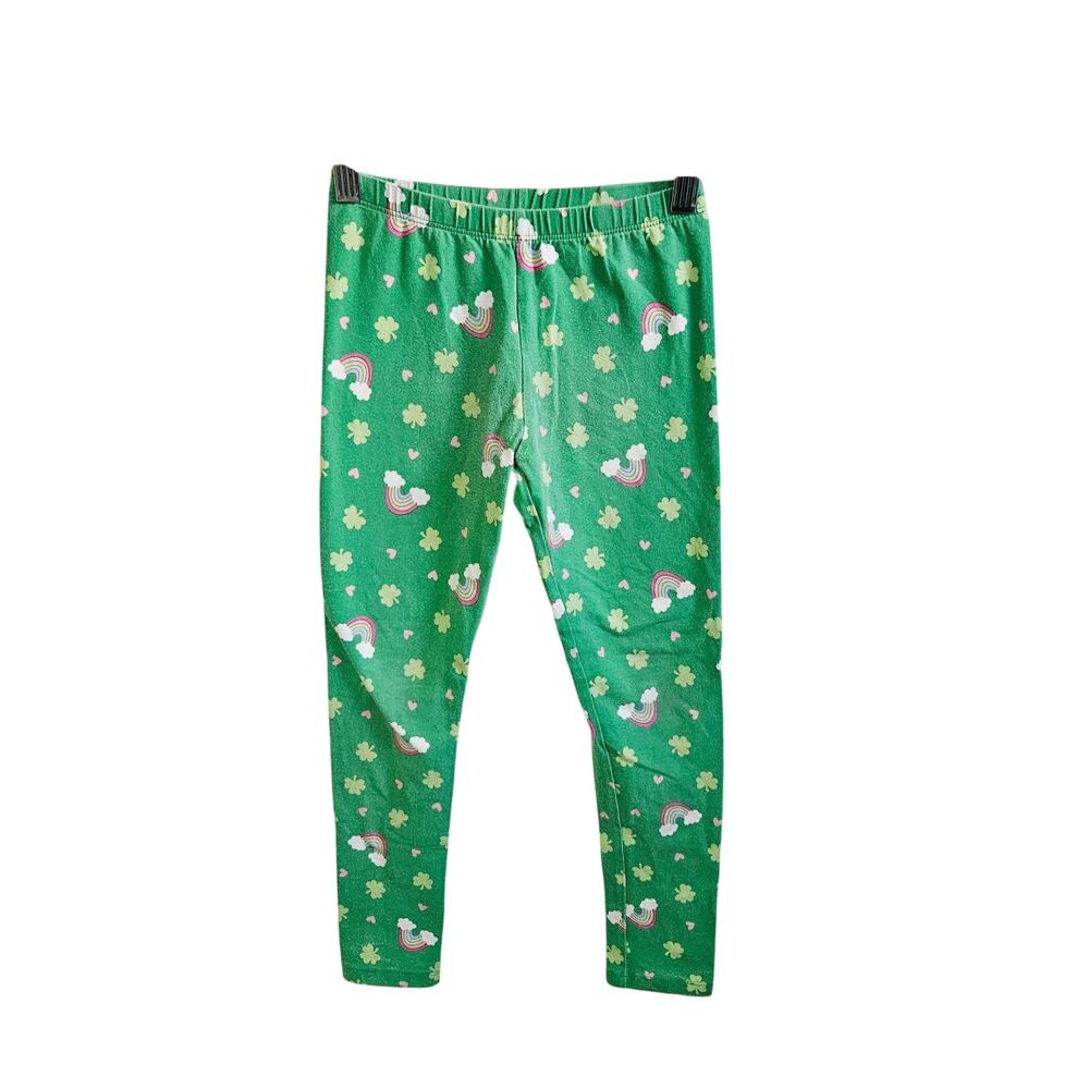 Children's Place Girls Size M Leggings Green Shamrock Rainbow St. Patricks Day